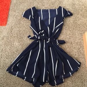 Navy striped Romwe romper.